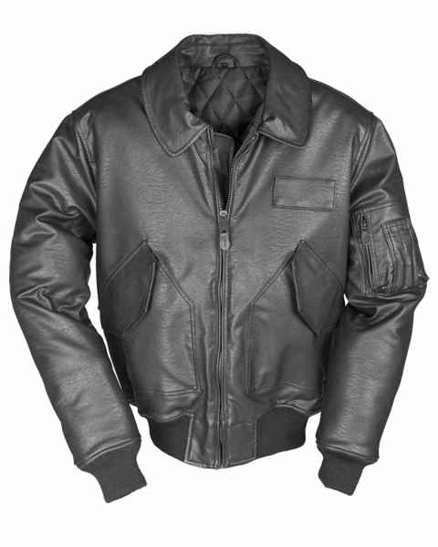 Mil-Tec US FLIEGERJACKE CWU KST.LEDER SCHWARZ Outdoorjacke Jacke